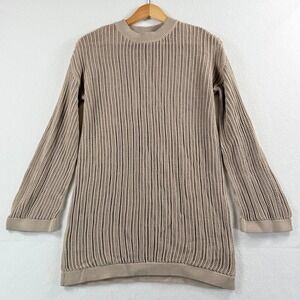 Quince‎ Mesh Knit Sweater Womens XS Tan Organic Cotton Minimalist Coastal Boho